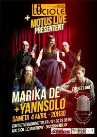 Motus Live YannSolo + Marika de. Le samedi 4 avril 2015 à Herblay. Valdoise.  20H30